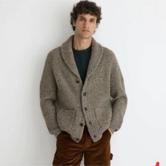 J.Crew‎ Rugged Merino Wool-Blend Cardigan Sweater Small Marled Hazelnut -NWOT
